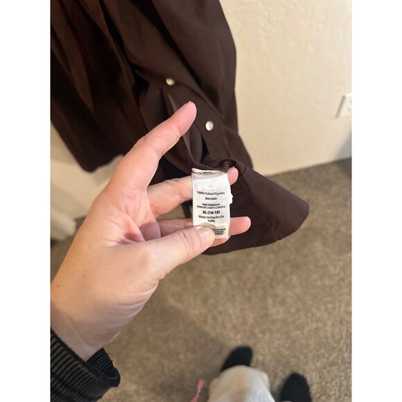 NWT Free Assembly Cotton Plus Size Brown Puffy Sleeved Tiered Midi Dress - Picture 12 of 14